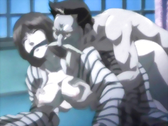 Japanese hentai with muzzle gets squeezed tits and fingered wetpussy