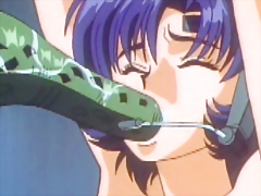 Caught hentai gets monster tentacles drilled